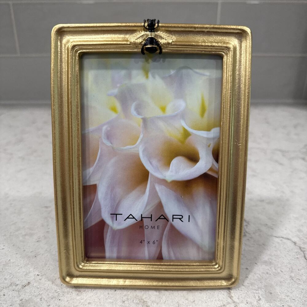 BEE Theme Gold-tone Photo Picture Frame for 4x6 picture TAHIRI Home Bumble Bees